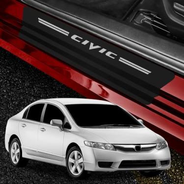 Imagem de Kit de Protetores de Soleira para Honda Civic G8 2007-2013, Adesivos de Porta, Prata