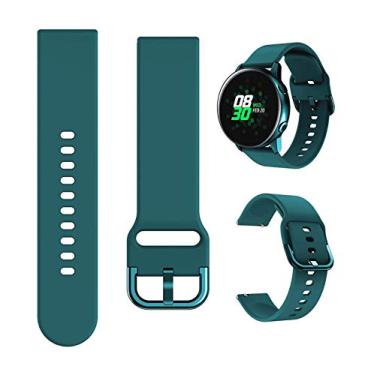 Imagem de Pulseira Minggo compatível com relógio Samsung Galaxy Active/Active2 40 mm/44 mm, pulseira de silicone esportiva de substituição compatível com relógio Galaxy 42 mm/Gear S2 Classic/Gear Sport Smart Watch, One Size, Verde