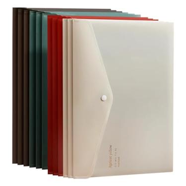 Imagem de VANRA Pastas de arquivo tamanho carta pacote com 12 envelopes de arquivo de plástico com fecho de pressão, suporte de pasta de projeto A4 bolsos de arquivo jaqueta organizador de cartas de documentos