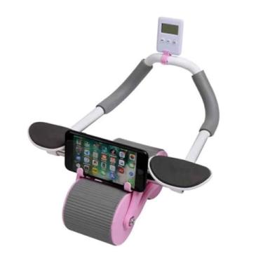 Imagem de Roda Rolo Abdominal Para Exercícios Treino Funcional Fitness Prancha Com Temporizador Suporte De Cotovelo (LARANJA)