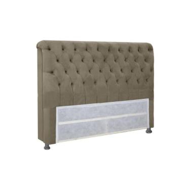 Imagem de Cabeceira Cama Box Estofada Casal Casal Imperatriz Plus Suede Marrom Taupe - Simbal