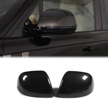 Imagem de Heutamo Tampas de capa de espelho retrovisor compatíveis com Land Rover Range Rover Sport/Vogue 2023 2024, acessórios de acabamento de tampa de espelho retrovisor externo ABS (padrão de fibra de