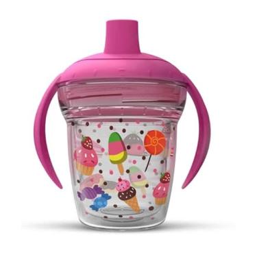 Imagem de Helsim - Copo Infantil de Transição com Alça e Tampa com Bico e Válvula Antiengasgo (Rosa, 170ml)