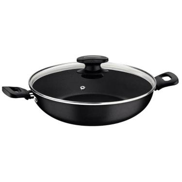 Imagem de Wok em Alumínio 28cm Tramontina Loreto Antiaderente Panela com Tampa e Alças 3,3L Grafite