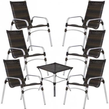 Imagem de Kit 6 Cadeiras Emily Mesa Garden em Alumínio e Fibra Trama