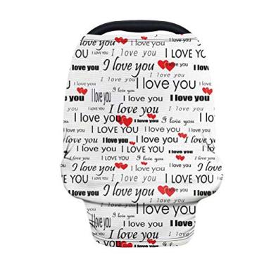 Imagem de GOSTONG Capas para assento de carro I Love You, capa de amamentação, tecido macio para amamentação, capa elástica respirável para carrinhos de bebê, cadeirinha de compras, carrinho de bebê