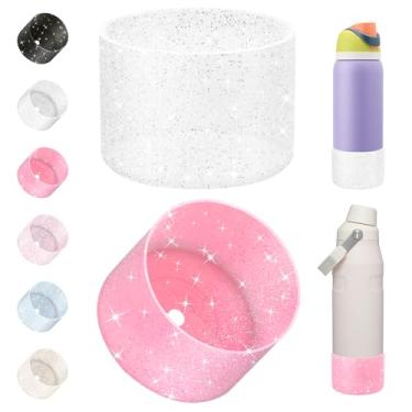 Imagem de UBEEKOO 2 peças de bota de silicone para garrafa de água de aço inoxidável Owala 947 ml FreeSip, Twist and Flip, capa de manga para Stanley IceFlow 1,020 g, proteção inferior antiderrapante para