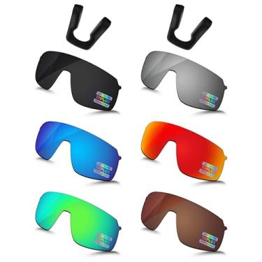Imagem de Bowyer 6 peças de lentes polarizadas e protetores de nariz para óculos de sol Oakley Sutro Lite OO9463 - preto + espelho de titânio + espelho azul surf + espelho vermelho fogo + espelho verde jade +