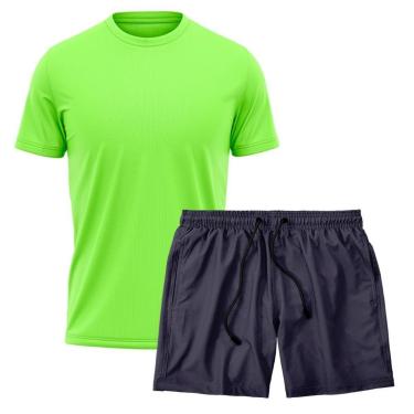 Imagem de Kit Short Praia Academia Passeio Treino Marinho + Camiseta Manga Curta Masculina-Masculino