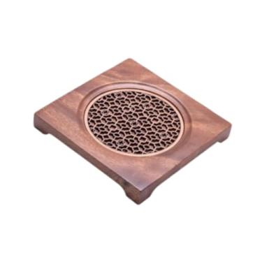 Imagem de IEUDNS Bule de madeira de esteira resistente ao calor acessórios de chá decorativo bule coaster bandeja de chá para mesa pote de cozinha do agregado, Quadrado