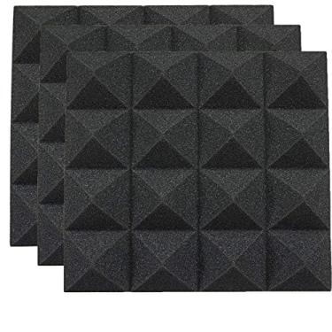 Imagem de Painéis de espuma acústica, 10 peças de painéis autoadesivos de espuma à prova de som, painéis de tratamento acústico à prova de som/resistente ao fogo/isolamento acústico para estúdio, casa,