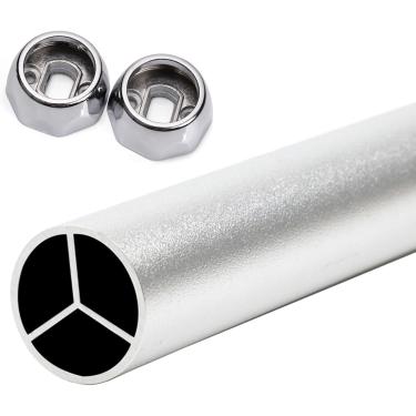 Imagem de Barra redonda do armário do guarda-roupa, design fosco, poste removível do armário do vestiário, rack de guarda-roupa de tubo para pendurar roupas resistentes com suporte de suporte, prata,