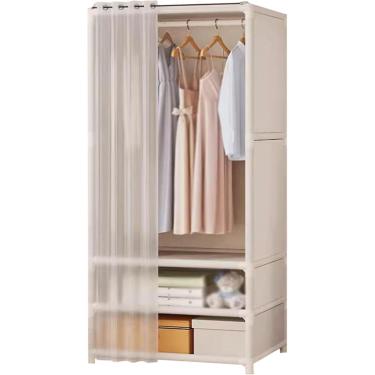 Imagem de Armário de guarda-roupa pequeno, armação de ferro, armário com gavetas, armário autônomo, economia de espaço para armário de casaco, preto, b