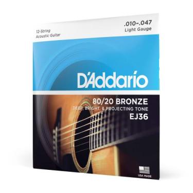 Imagem de Encordoamento Violão Aço 12C 10-47 D Addario 80/20 Bronze