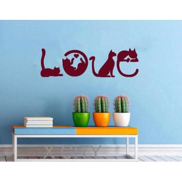 Imagem de Adesivo Gato Love  TAMANHO 70cm x 20,5cm - Decoração Quartos, Salas, P