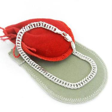Imagem de Pulseira Masculina 18cm 5mm Largura Folheada Prata PL123 - WNBIJOUTERI