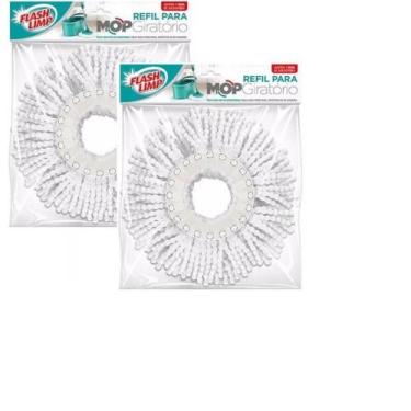 Imagem de Kit Com 2 Refil MOP Giratório Flash Limp Lavável e 100% De Microfibra 