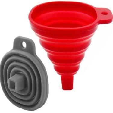 Imagem de Kit 10 Funil Cozinha Flexível Retrátil Silicone Atacado - Ami