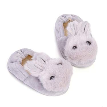 Imagem de Enteer Pantufa de coelho para bebês meninas, T-grey, 5-6 Toddler