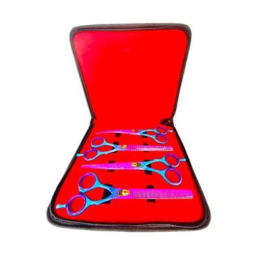 Imagem de Tesoura Sange Kit Fio Navalha 4 Unidades e Case