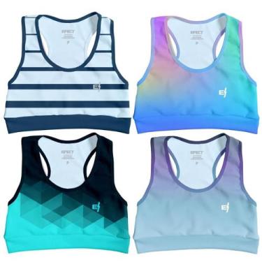 Imagem de Kit 4 Cropped Academia Feminino Fitness Top Treino Confortável Estampa