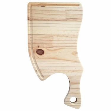 Imagem de KIAGA, Tábua para Servir Hamburguer Petiscos e Porções em Madeira de Pinus Natural com Óleo Mineral - Cutelo 16x30cm Cor:PINUS