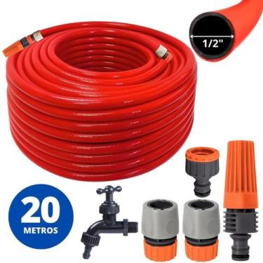 Imagem de Mangueira Jardim 20M + Esguicho Jato Regulável + Engate - Ledmang