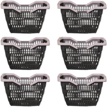 Imagem de Kit 06 Cesta Cestinha Plástica Supermercado c/ Alça 12L - Usual Utilid