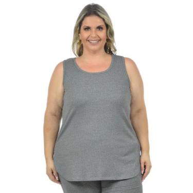 Imagem de Regata plus size canelada - Fenomenal, Cinza mescla, 50