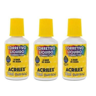 Imagem de Corretivo Líquido Blister 18ml Branco Kit com 3 Unidades - Acrilex