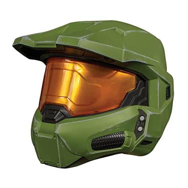 Imagem de Capacete Halo Master Chief para crianças, acessório oficial de fantasia Halo Infinite, tamanho único infantil, capacete completo com viseira