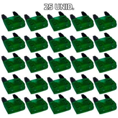 Imagem de Kit Fusível Automotivo Lamina Mini 25 Peças 30 Amperes - Tech One