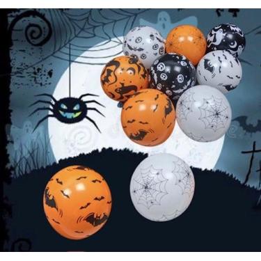 Imagem de 10pcs Balões Diy Halloween Abóbora / Aranha / Teia / Festa / Faça Você