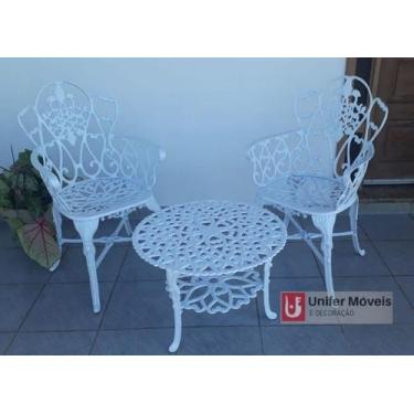 Imagem de Conjunto de Mesa Para Jardim Floral com 2 Poltronas e Mesa Baixa em Al