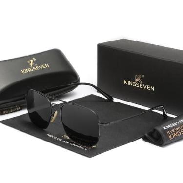 Imagem de Óculos de Moda Polarizados KINGSEVEN - Armação Metálica Estilosa, Pret