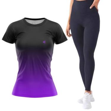 Imagem de Kit Camiseta Blusa Feminina Academia Fitness Caminhada Calça Legging P