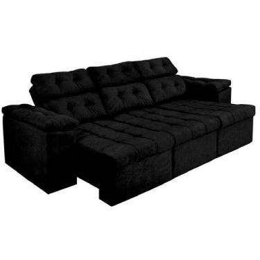 Imagem de Sofá Italia 225 cm Retrátil e Reclinável Suede Preto  Sofá na Web - So