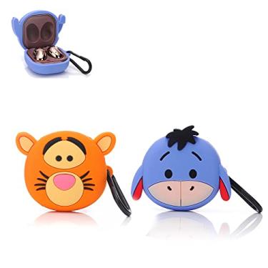 Imagem de Capa de silicone BGAANM projetada para Samsung Galaxy Buds 2 / Galaxy Buds Live /Galaxy Buds Pro (2021), capa protetora de fone de ouvido com desenho fofo com chaveiro (burro + tigre)