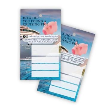 Imagem de Cruising Ducks Cards Tags Cruising Pig | 30 pk with Hole | 2x3.5” Add to Your Rubber Ducks Do A Little Jig You Found A Pig Cruise Ship Carnival Game Labels Passport Mini Rubber Pig