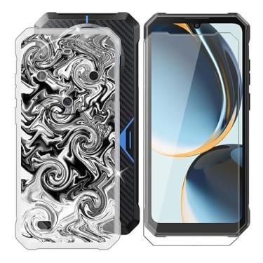 Imagem de Capa para celular Fossibot F105 (6,7 polegadas) + vidro temperado, à prova de choque, capa de silicone macio antiarranhões transparente protetor de tela com dureza 9H - tinta