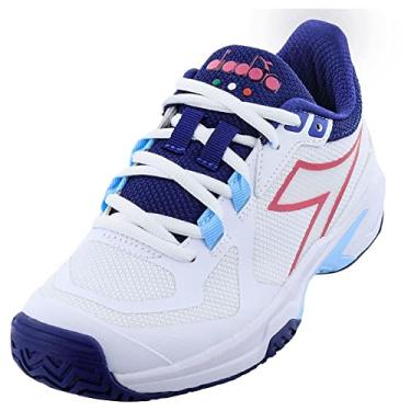 Imagem de Diadora Tênis feminino Trofeo 2 All Ground Pickleball, Branco/Blueprint/rosa Yarrow, 41