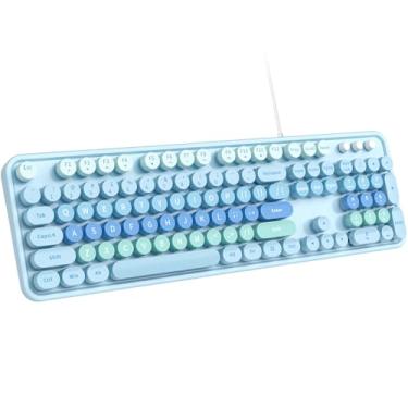 Imagem de Dilter Teclado USB com fio de impressão grande, 104 teclas, teclado de máquina de escrever de tamanho completo, teclado de computador de escritório Plug and Play com teclado numérico para Windows, PC