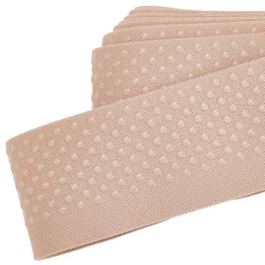 Imagem de BENECREAT Faixa elástica de silicone antiderrapante de 6,5 metros, fita de poliéster de 5 cm de largura, aderência de silicone para projeto de costura de vestuário, caramelo de 2 mm de espessura