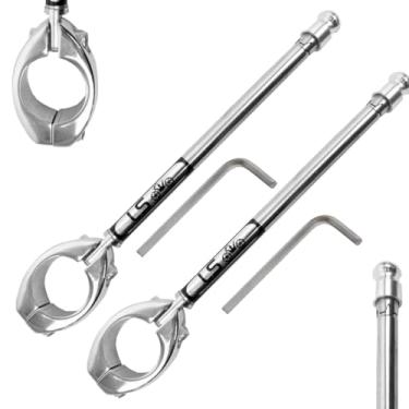 Imagem de Kit 2 Antena Corta Cerol Pipa Linha Anti Fio Guidão Inox 6 Estágios Esportiva Proteção Moto Cromada