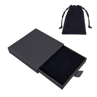 Imagem de Quacc Caixa de presente pequena para joias e bolsa de veludo, colar e pulseira, organizador de papelão, caixa de presente quadrada de joias, estojo de armazenamento pendente para aniversário, Natal,