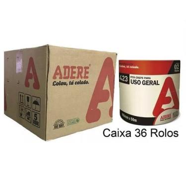 Imagem de Kit com 36 Fitas Crepe Larga USO Geral e Pintura 48MM X 50M Adere