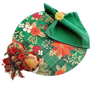 Imagem de Kit Natal: 4 Capas + Bases MDF + Guardanapos + Anéis Decorativos - Cri