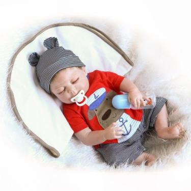 Imagem de Bebê Reborn Menino Silicone Cabelo Implantado Fio a Fio - New Happy