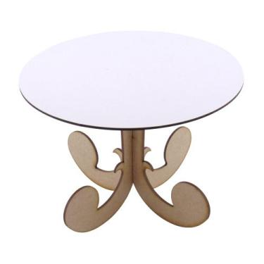 Imagem de Bandeja Redonda Pedestal Baixa Linha Premium - Mdf Branco - Modernarte