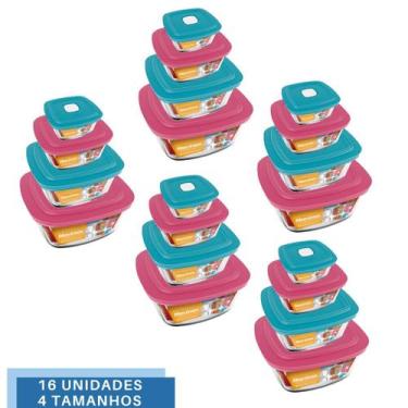 Imagem de 20 Potes Quadrado de Vidro Temperado 4 Tamanhos Marinex